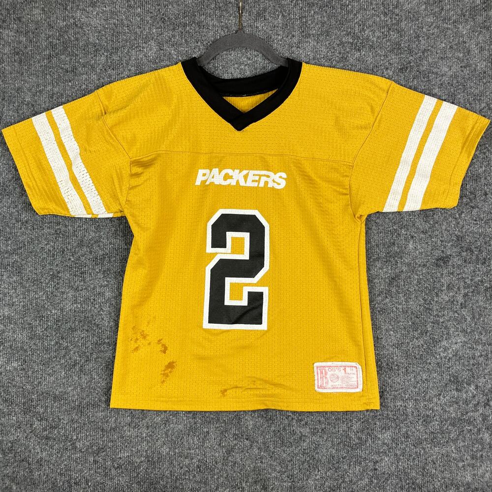 Bob's Jersey T-Shirt Mens Medium Yellow Packers Football Mesh Tee Flawed Stains‎
